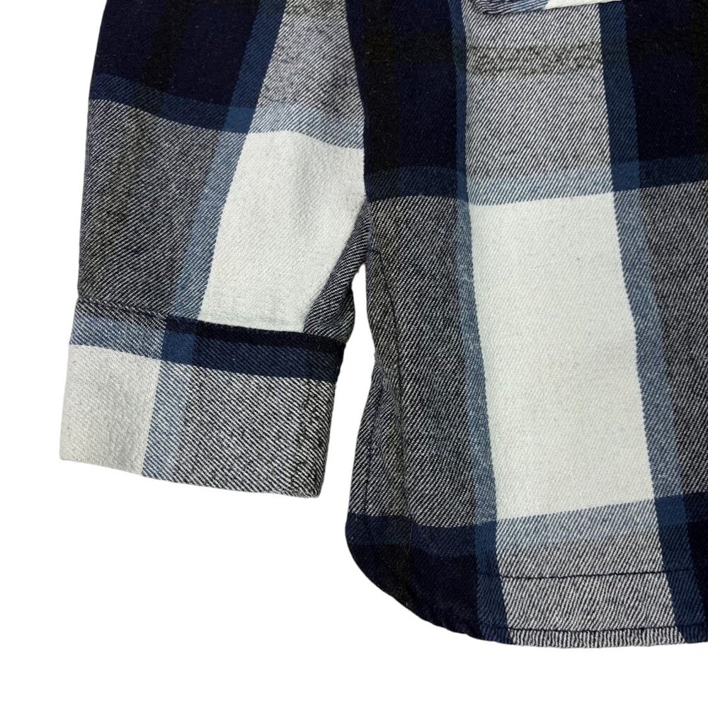 Reserve Fairfax Women’s Plaid Flannel Shacket Blue Gray Button Up Size Small - Picture 5 of 13